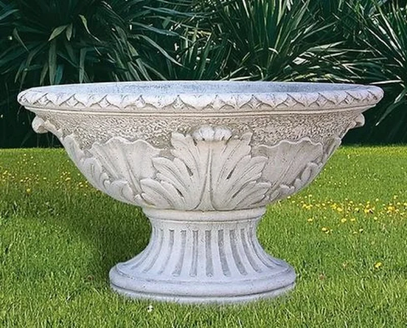 Casa Padrino Luxus Barock Blumentopf Grau Ø 100 x H. 60 cm - Runder Barockstil Pflanzentopf aus hochwertigem Carrara Marmorkies - Barock Garten Deko - Luxus Qualität - Made in Italy