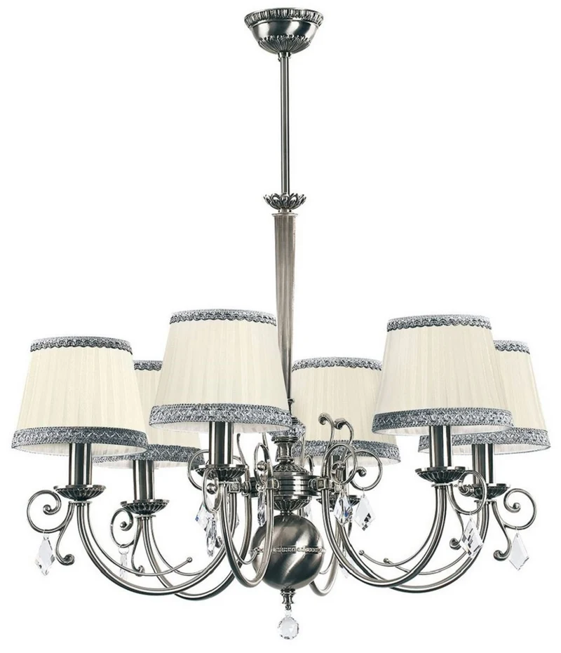 Casa Padrino Luxus Barock Kristall Kronleuchter Silber / Creme Ø 73 cm