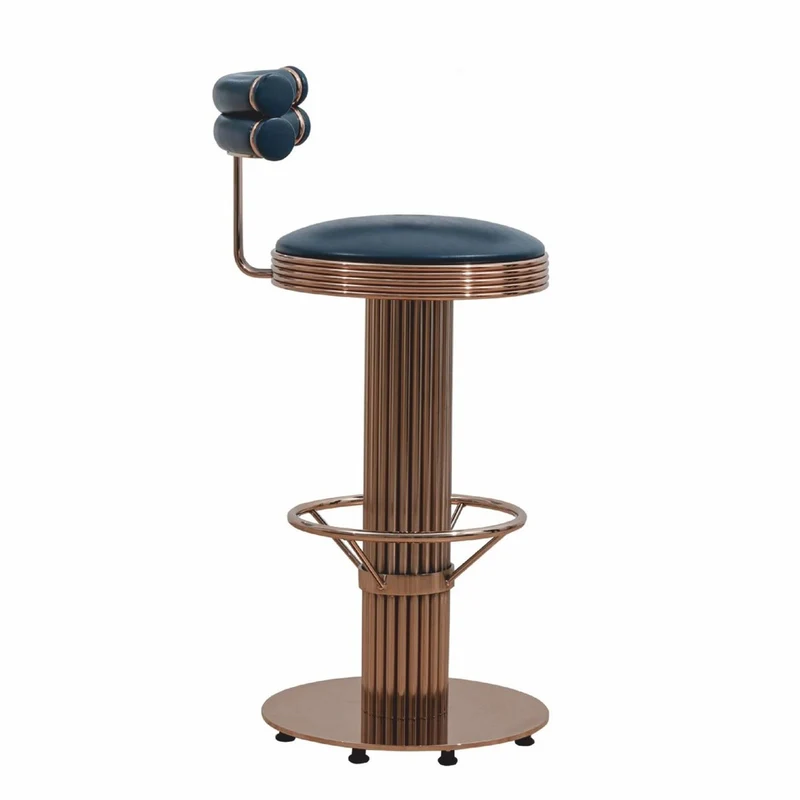 Casa Padrino Luxus Barstuhl Kupfer / Schwarz H. 96 cm