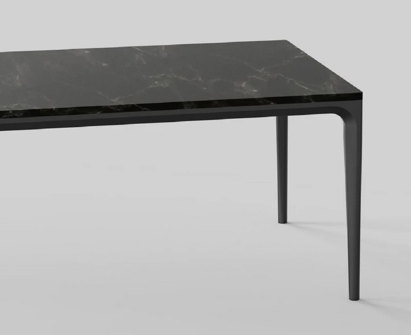 Casa Padrino Luxus Esstisch mit Kunstmarmor Tischplatte Schwarz 240 cm