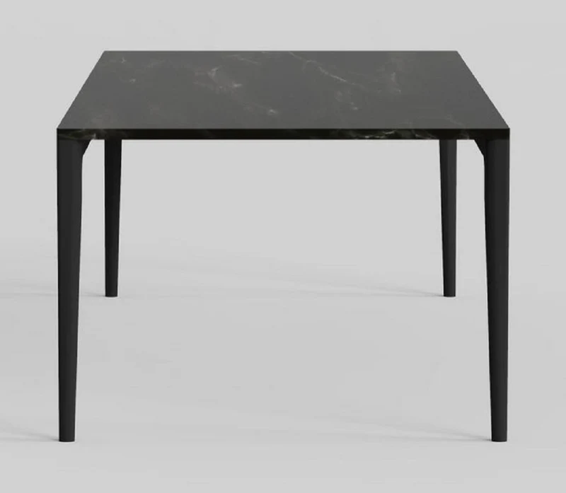 Casa Padrino Luxus Esstisch mit Kunstmarmor Tischplatte Schwarz 240 cm
