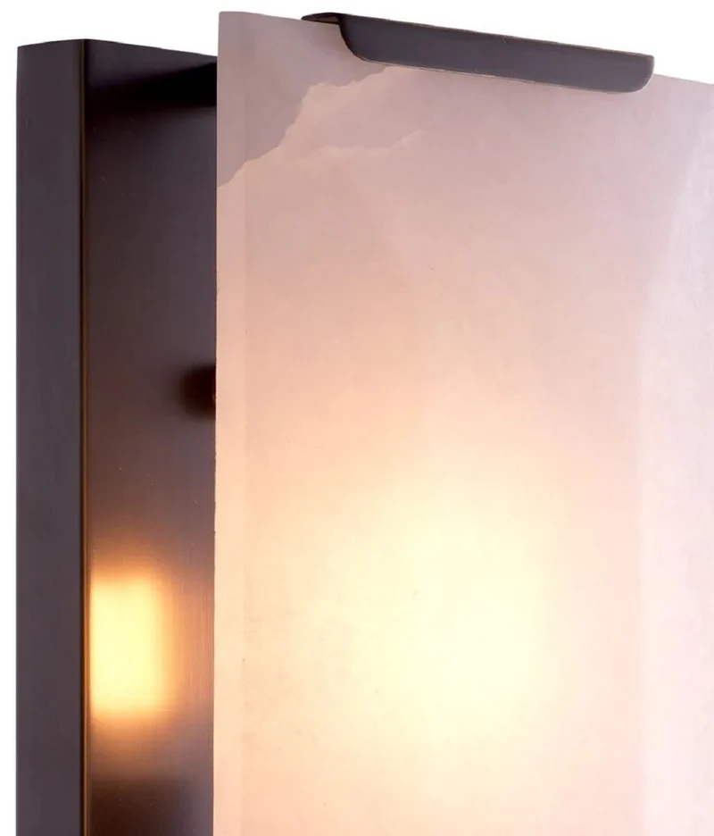 Casa Padrino Luxus Wandleuchte Bronze / Alabaster 16 x 13 x H. 51,5 cm - Wandlampe mit Alabaster Lampenschirmen - Luxus Leuchten - Luxus Qualität