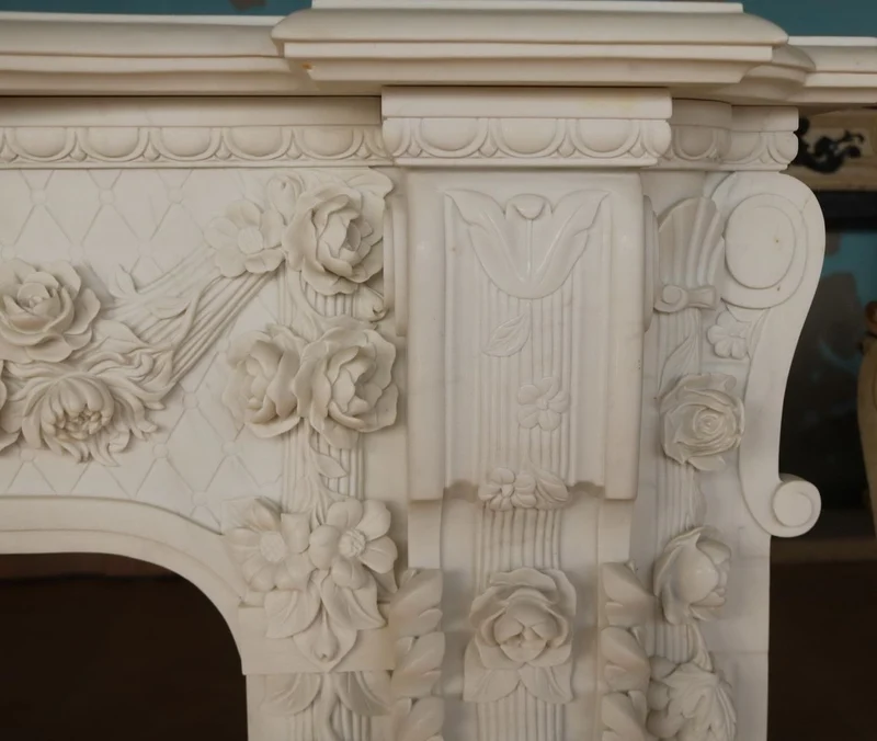 Casa Padrino Luxus Barock Marmor Kaminumrandung Weiß 190 x H. 142 cm