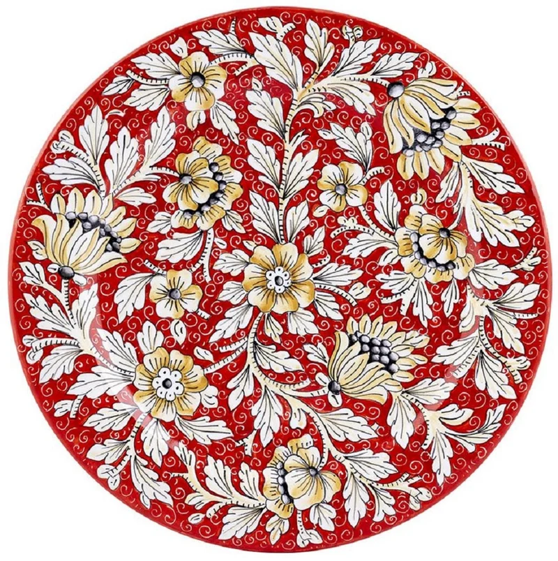 Casa Padrino Luxus Keramik Teller 6er Set Rot Ø 32 cm - Made in Italy