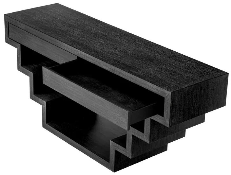Casa Padrino Luxus Konsole Schwarzgrau 180 x 50 x H. 77 cm - Rechteckiger Konsolentisch mit 2 Schubladen - Wohnzimmer Möbel - Hotel Möbel - Luxus Möbel - Luxus Einrichtung