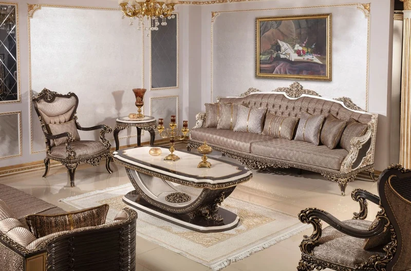 Casa Padrino Luxus Barock Beistelltisch Creme / Dunkelbraun / Gold