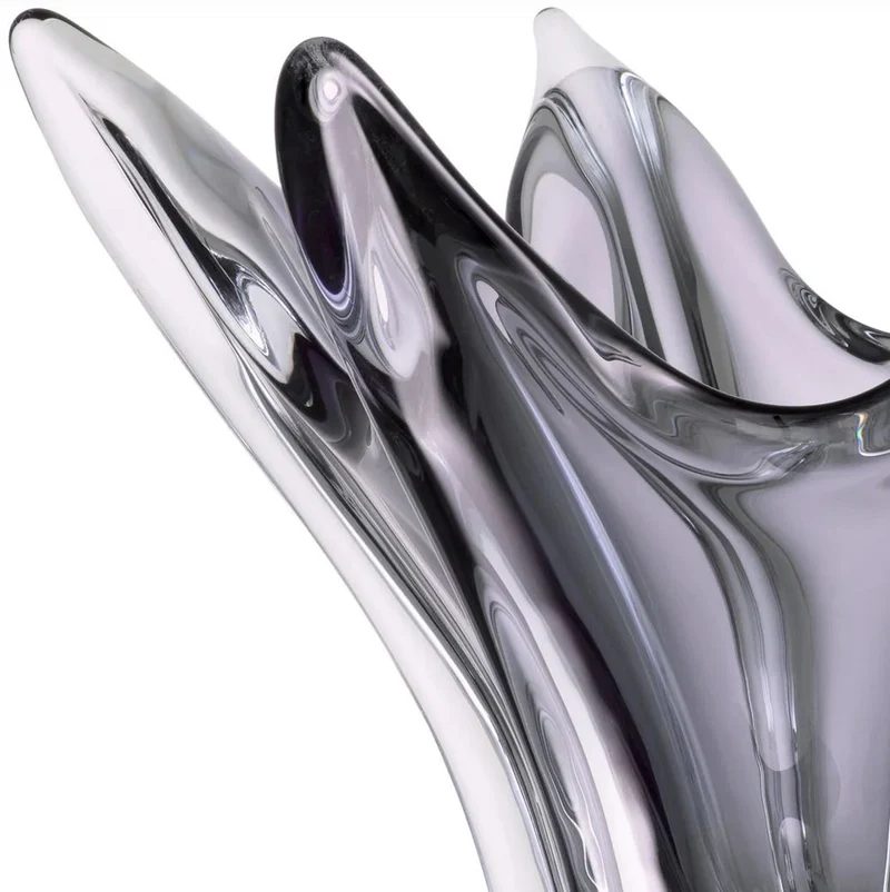 Casa Padrino Luxus Glas Schüssel Grau Ø 36,5 x H. 22,5 cm - Deko Schale aus mundgeblasenem Glas - Deko Accessoires - Luxus Qualität