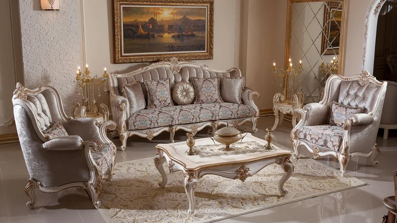 Casa Padrino Luxus Barock Sofa Braun / Weiß / Gold 245 cm
