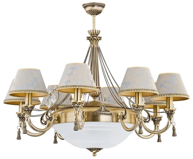 Casa Padrino Luxus Barock Kronleuchter Messing mit Patina / Weiß Ø 95 cm