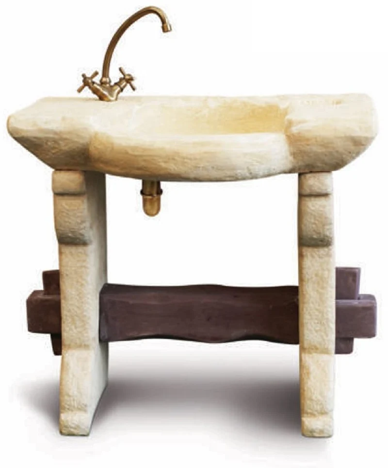Casa Padrino Jugendstil Gartenspüle Sandfarben / Braun H. 84 cm