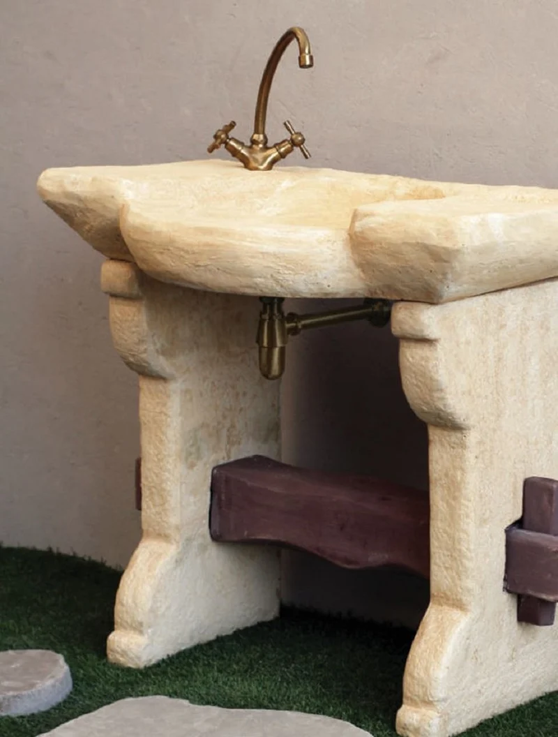 Casa Padrino Jugendstil Gartenspüle Sandfarben / Braun H. 84 cm