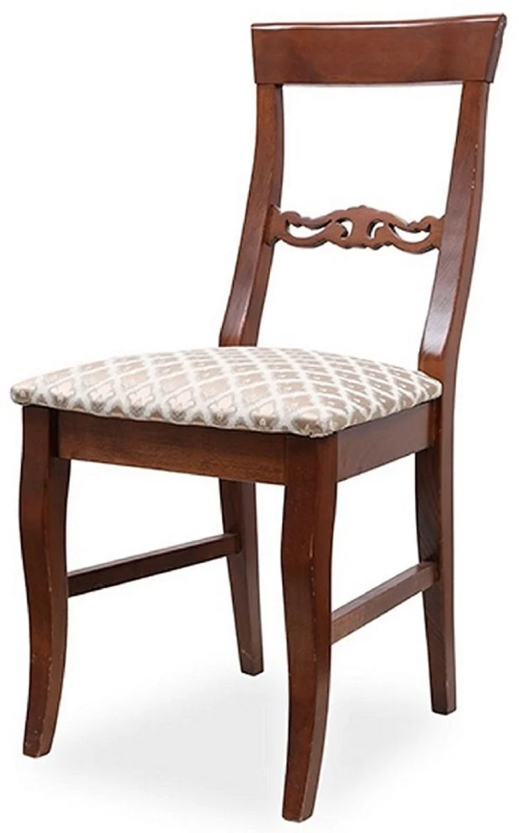 Casa Padrino Biedermeier Esszimmer Stuhl 4er Set Bronze / Weiß / Dunkelbraun 43 x 52 x H. 96 cm - Massivholz Küchen Stühle - Massivholz Esszimmer Möbel - Biedermeier Esszimmer Möbel