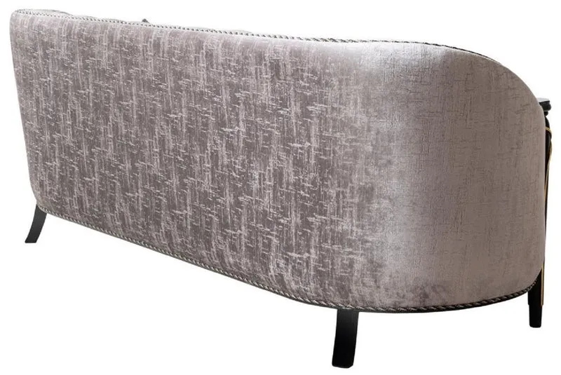 Casa Padrino Luxus Barock Wohnzimmer Sofa Silber / Schwarz / Gold 245 cm