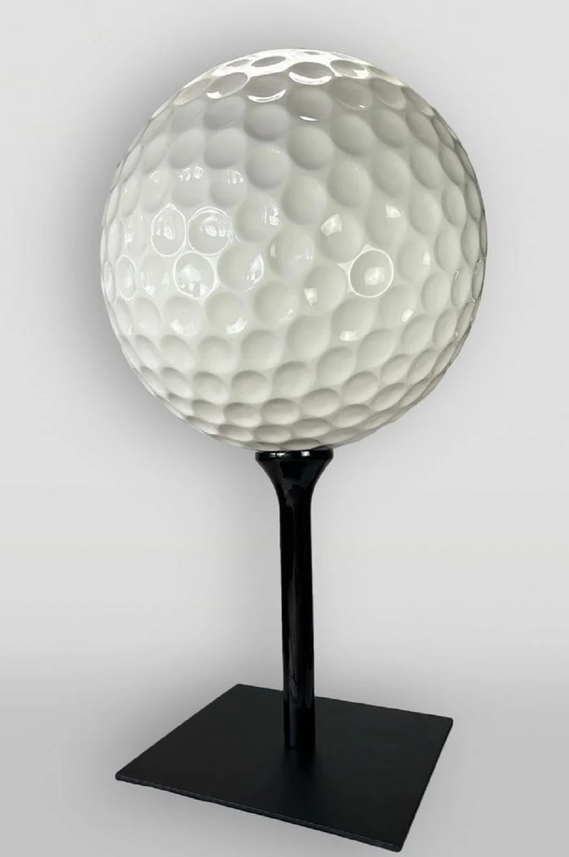 Casa Padrino XXL Deko Golfball mit Abschlag Weiß / Schwarz Ø 140 cm