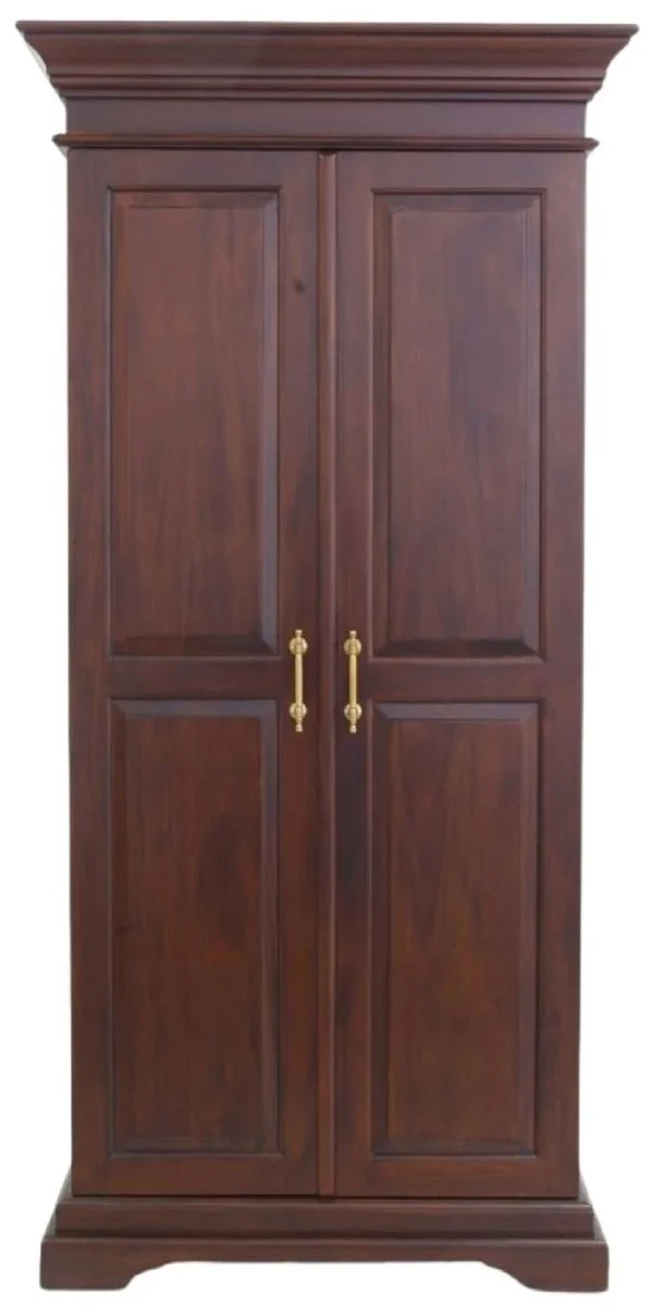 Casa Padrino Luxus Landhausstil Mahagoni Weinschrank mit 2 Türen Dunkelbraun / Messing 92 x 70 x H. 190 cm - Mahagoni Barschrank - Massivholz Schrank im Landhausstil - Landhausstil Bar Möbel