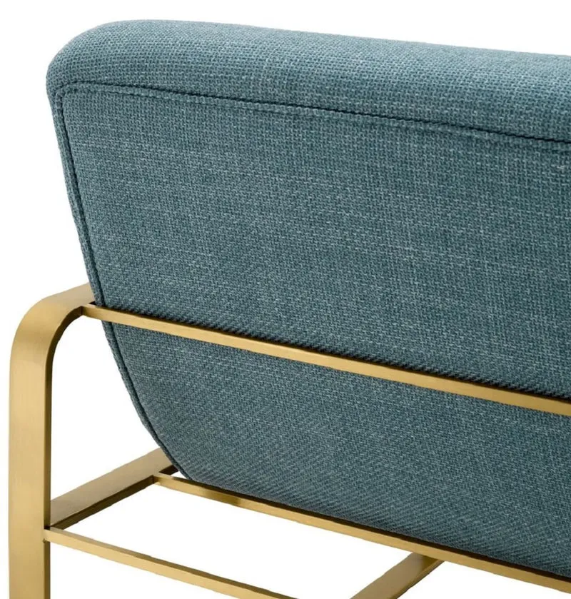 Casa Padrino Luxus Sessel Blau / Messing 68,5 x 88 x H. 77 cm - Wohnzimmer Sessel - Hotel Sessel - Wohnzimmer Möbel - Hotel Möbel - Luxus Möbel - Luxus Einrichtung