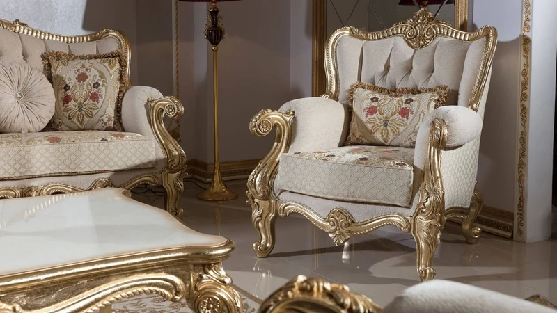 Casa Padrino Luxus Barock Sofa Grau / Mehrfarbig / Gold 245 cm