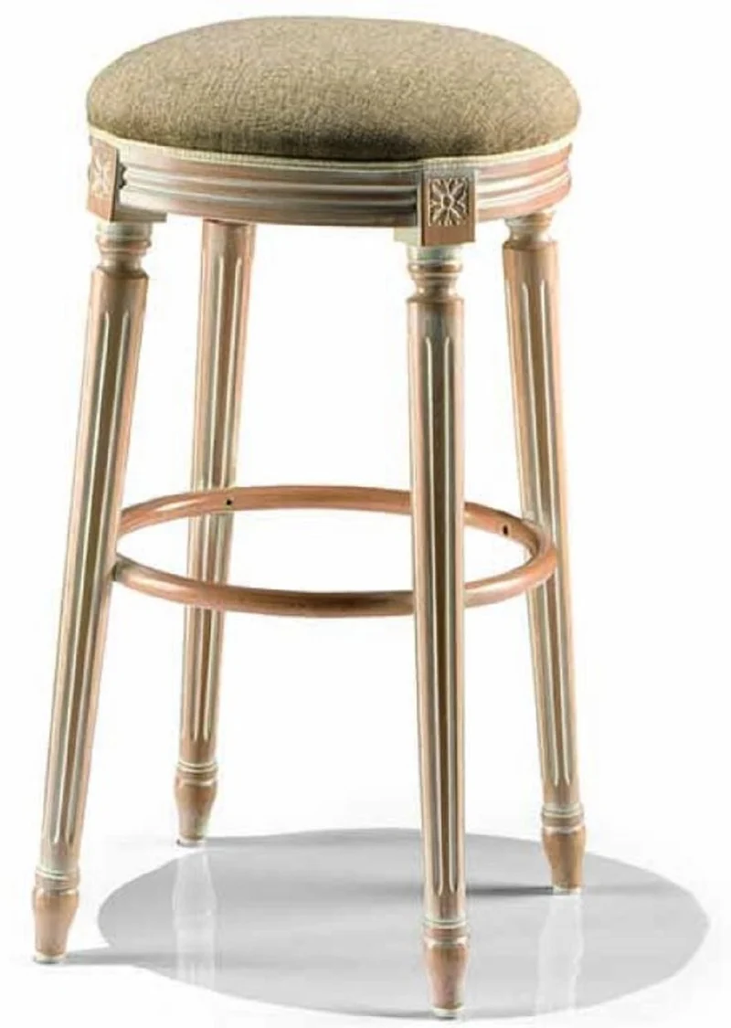Casa Padrino Luxus Barock Barhocker Grün / Elfenbein / Beige - Made in Italy