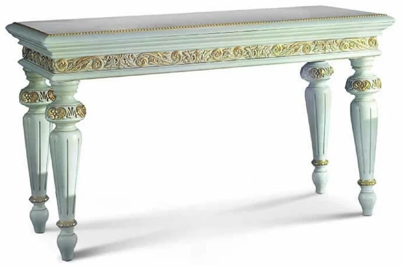 Casa Padrino Luxus Barock Konsole Weiß / Gold 140,5 cm - Made in Italy