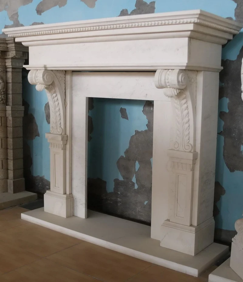 Casa Padrino Luxus Barock Marmor Kaminumrandung Weiß 165 x H. 153 cm