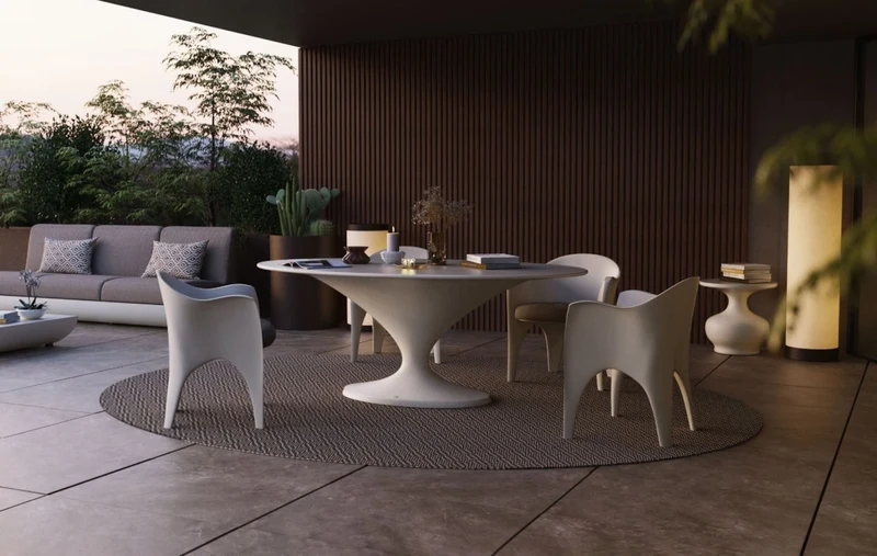 Casa Padrino Luxus Garten Esstisch Matt Weiß 200 x 120 x H. 75 cm