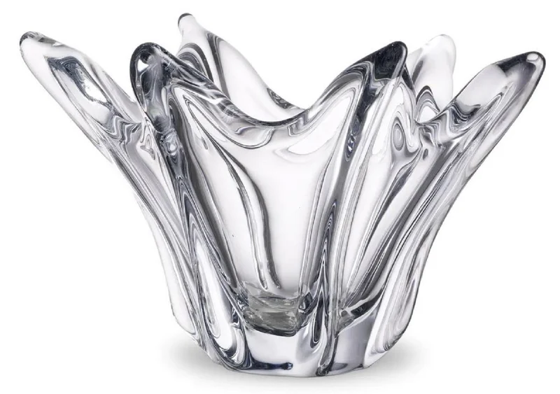 Casa Padrino Luxus Glas Schüssel Ø 36,5 x H. 22,5 cm - Deko Schale aus mundgeblasenem Glas - Deko Accessoires - Luxus Qualität