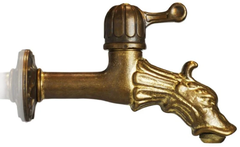 Casa Padrino Jugendstil Wandbrunnen Sandfarben / Antik Messing H. 122 cm
