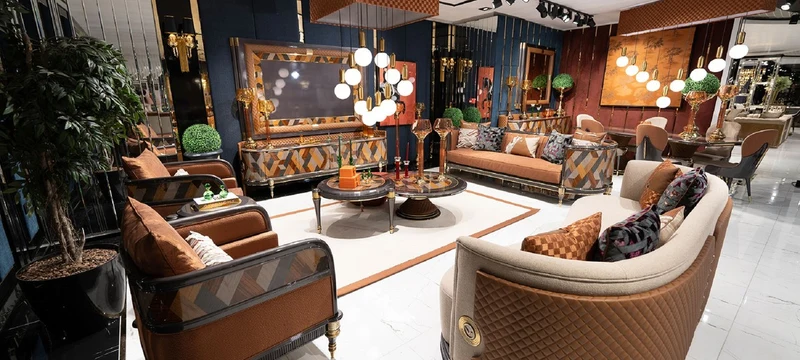 Casa Padrino Luxus Art Deco Sessel Braun / Mehrfarbig / Grau / Gold - Wohnzimmer Sessel - Wohnzimmer Möbel - Art Deco Möbel - Luxus Möbel