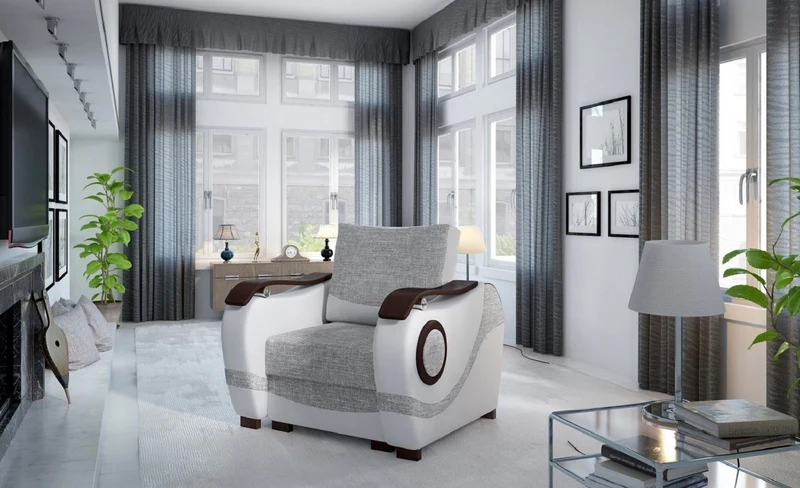 Casa Padrino Luxus Sessel Grau / Hellgrau / Dunkelbraun / Silber 88 x 97 x H. 90 cm - Wohnzimmer Sessel - Wohnzimmer Möbel - Luxus Möbel - Luxus Wohnzimmer Einrichtung