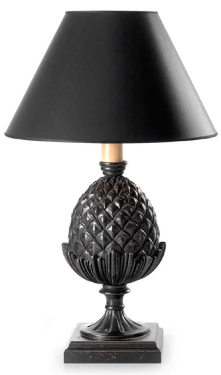 Casa Padrino Luxus Barock Tischleuchte Antik Schwarz / Schwarz Ø 21 x H. 48,5 cm