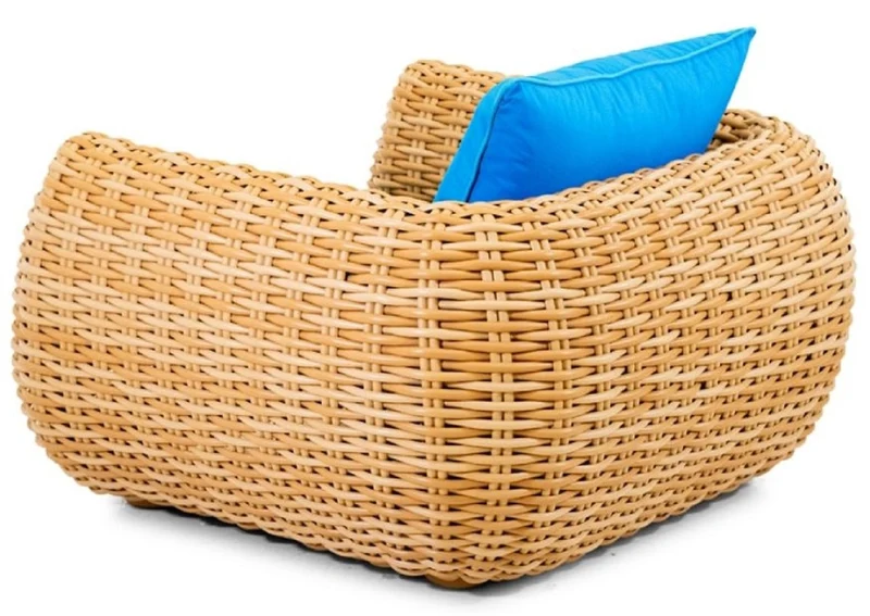 Casa Padrino Luxus Gartensessel Naturfarben / Blau 119 cm