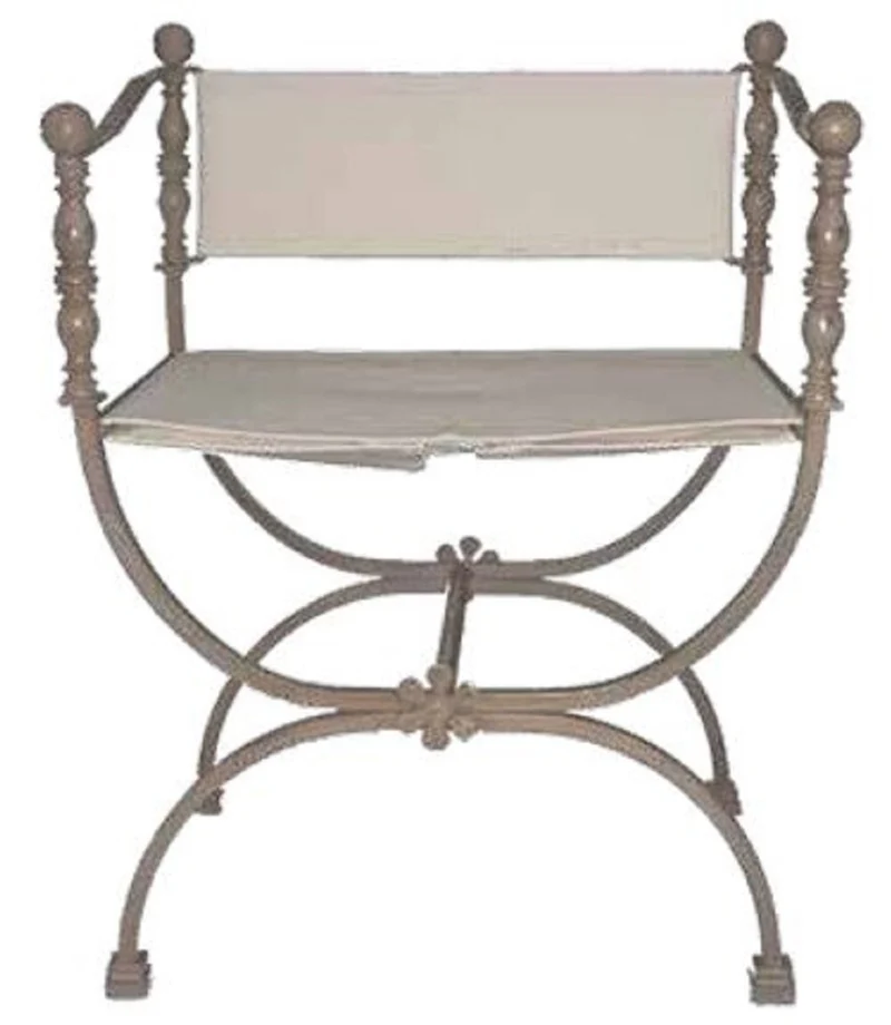Casa Padrino Luxus Jugendstil Schmiedeeisen Gartenstuhl mit Armlehnen Grau H. 80 cm