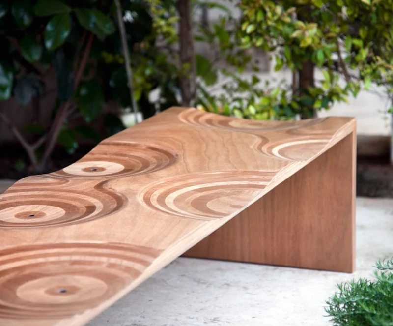 Casa Padrino Luxus Gartenbank Naturfarben / Braun 200 cm - Made in Italy