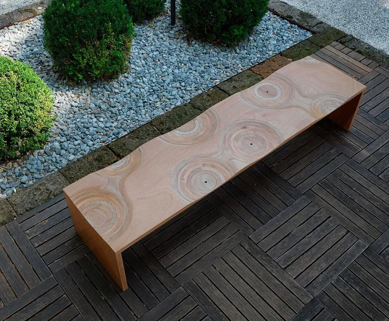 Casa Padrino Luxus Gartenbank Naturfarben / Braun 200 cm - Made in Italy