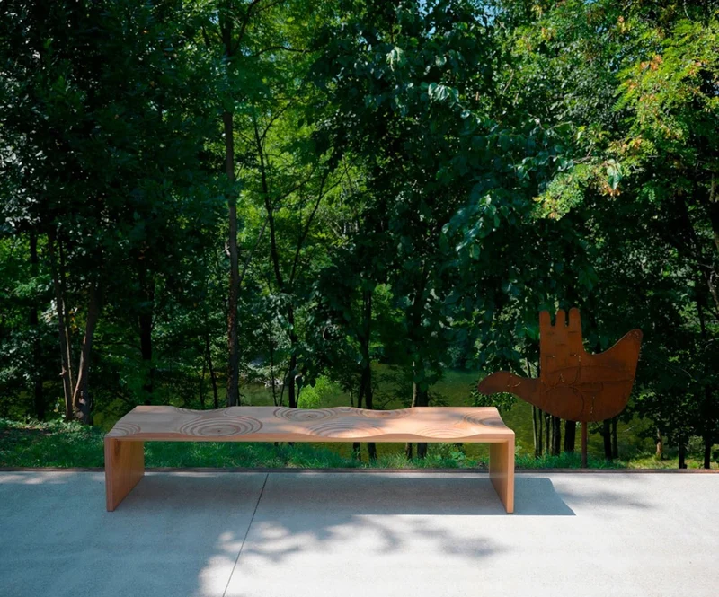 Casa Padrino Luxus Gartenbank Naturfarben / Braun 200 cm - Made in Italy