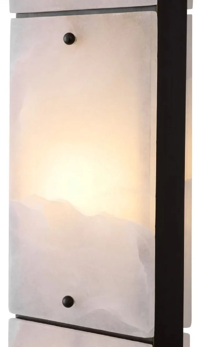 Casa Padrino Luxus Stehleuchte Alabaster / Bronze / Beige 50 x 29 x H. 173 cm - Stehlampe mit rechteckigem Lampenschirm - Luxus Stehleuchten - Luxus Leuchten - Luxus Interior