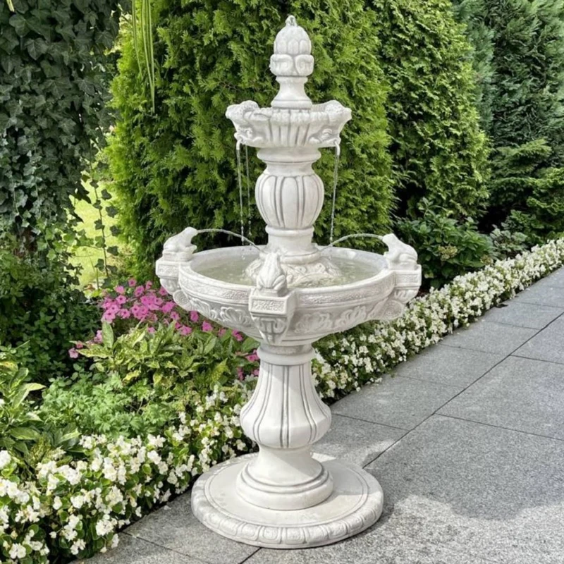 Casa Padrino Barock Springbrunnen Grau Ø 80 x H. 147 cm
