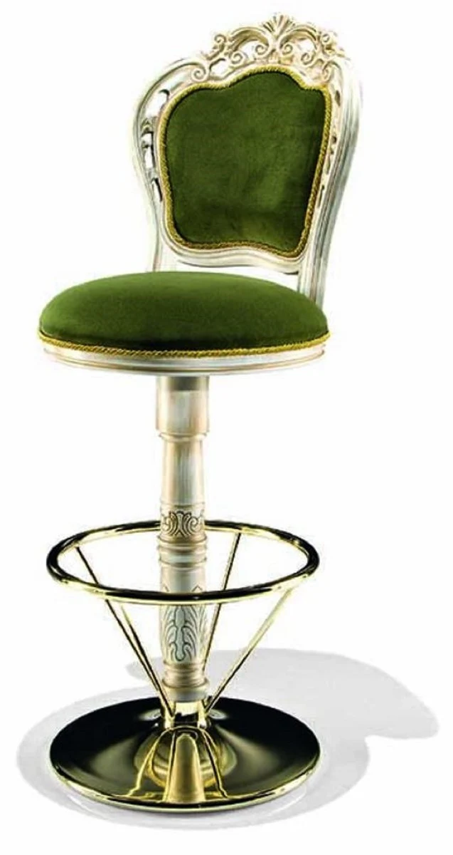 Casa Padrino Luxus Barock Barstuhl Grün - Made in Italy