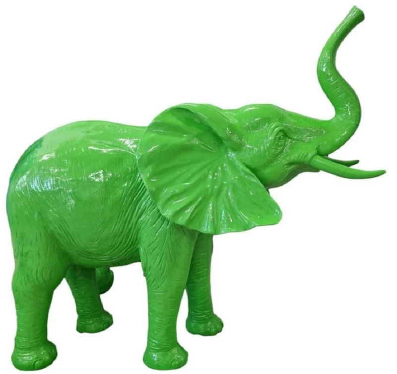 Casa Padrino Luxus Deko Skulptur Elefant Grün 160 x 66 x H. 160 cm - Große Deko Figur - XXL Deko Skulptur - XXL Deko Figur - Garten Deko - Luxus Deko XXL Figuren