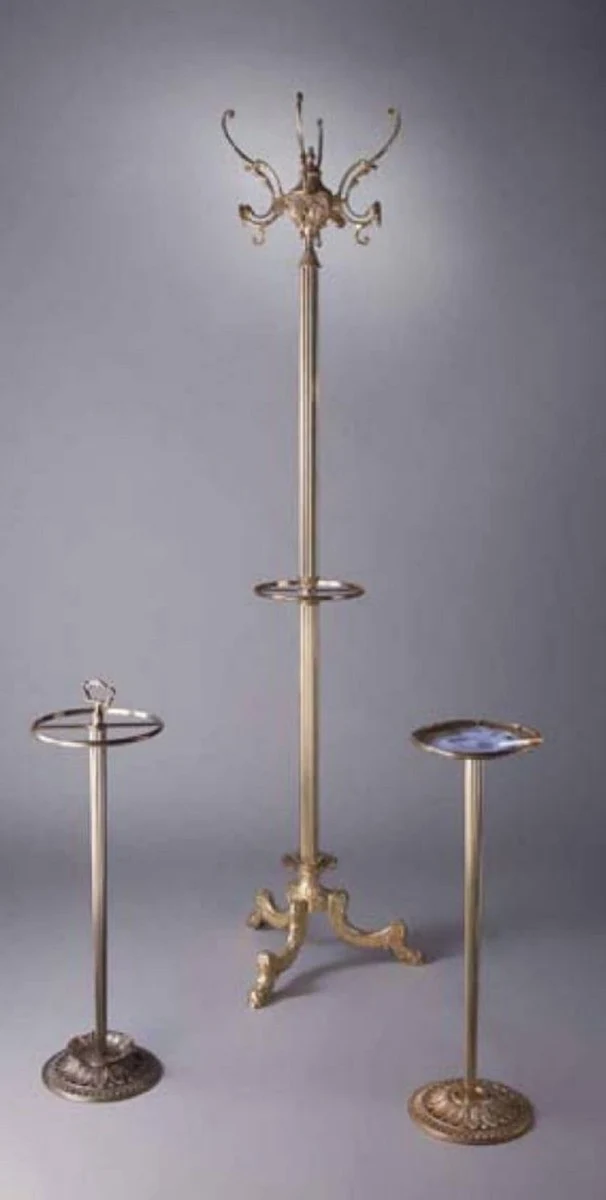 Casa Padrino Luxus Barock Aschenbecher Messing Ø 25 x H. 78 cm - Runder Barockstil Messing Aschenbecher mit Ständer - Barock Deko Accessoires - Luxus Qualität - Made in Italy
