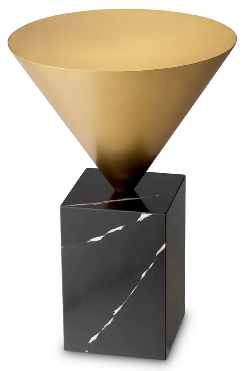 Casa Padrino Luxus Beistelltisch Messing / Schwarz Ø 42 x H. 61 cm