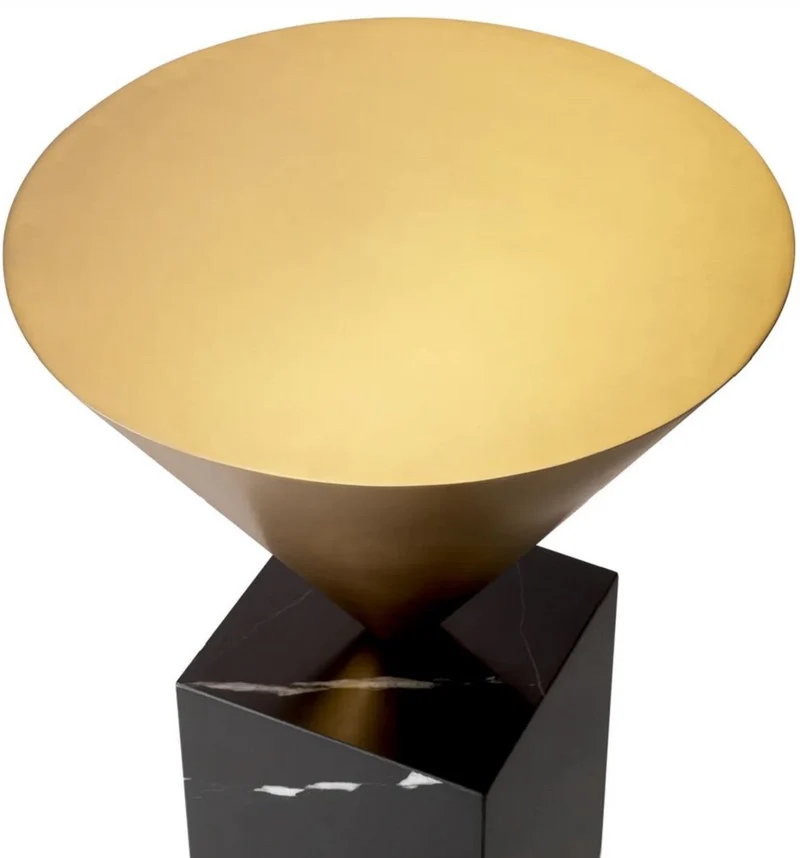 Casa Padrino Luxus Beistelltisch Messing / Schwarz Ø 42 x H. 61 cm