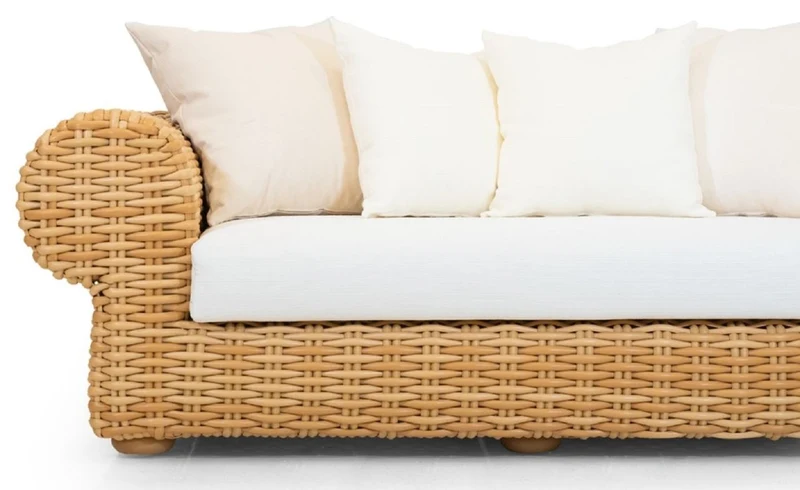 Casa Padrino Luxus 2er Gartensofa Naturfarben / Weiß 205 cm