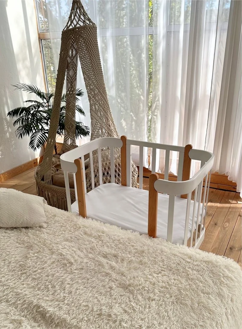 Casa Padrino Luxus Massivholz Babybett Grau / Naturfarben 95 cm