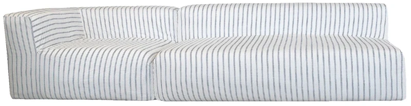 Casa Padrino Luxus Wohnzimmer Sofa mit Streifen Weiß / Blau 325 cm