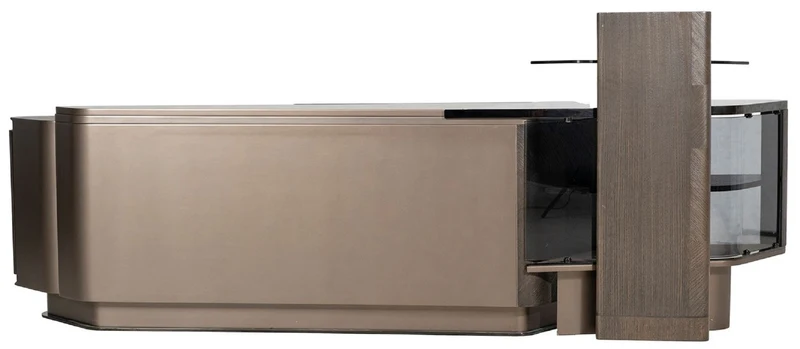 Casa Padrino Luxus Sideboard Dunkelbraun / Bronze / Schwarz 260,8 x 57,3 x H. 90,3 cm - Massivholz Schrank mit 4 Türen - Hotel Möbel - Luxus Möbel - Luxus Qualität