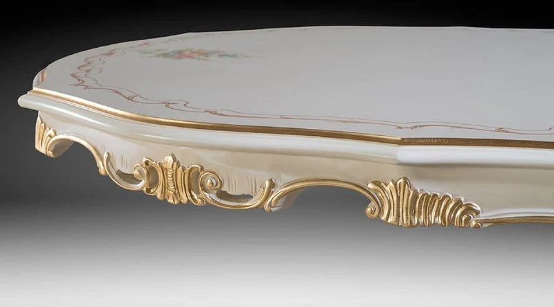 Casa Padrino Luxus Barock Esstisch Elfenbein / Mehrfarbig / Gold 700 cm - Riesiger Massivholz Esszimmertisch im Barockstil - Barock Esszimmer & Hotel Möbel - Luxus Qualität - Made in Italy