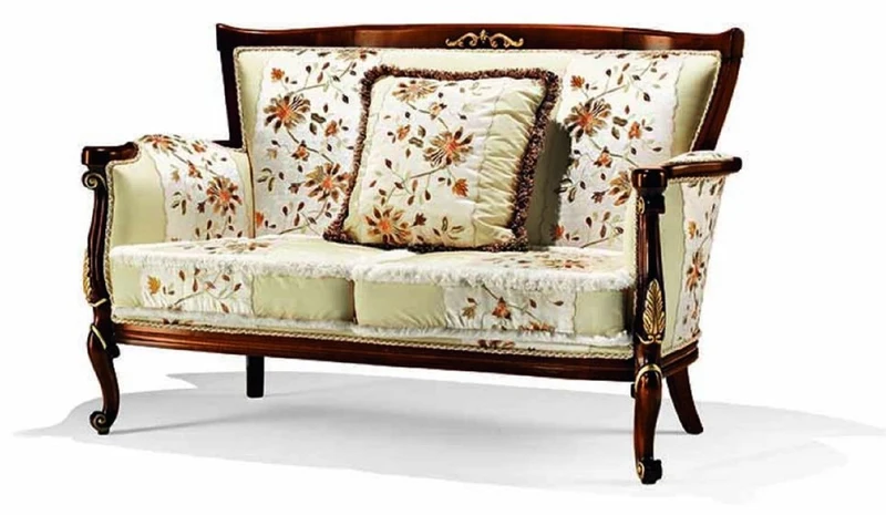 Casa Padrino Luxus Barock Sofa Hellgrün / Braun / Gold 147 cm - Made in Italy