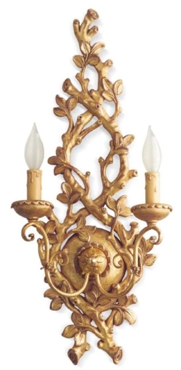 Casa Padrino Luxus Barock Doppel Wandleuchte Antik Gold 29 x 16 x H. 64 cm - Prunkvolle Wandlampe im Barockstil - Barock Leuchten - Luxus Qualität - Made in Italy