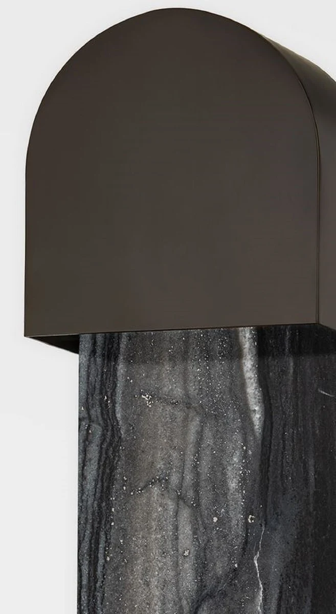 Casa Padrino Luxus Marmor LED Wandleuchte Schwarz 13,34 x 8,26 x H. 40,64 cm - Wohnzimmer Wandleuchte - Hotel Wandleuchte - Restaurant Wandleuchte - Luxus Leuchten - Luxus Interior